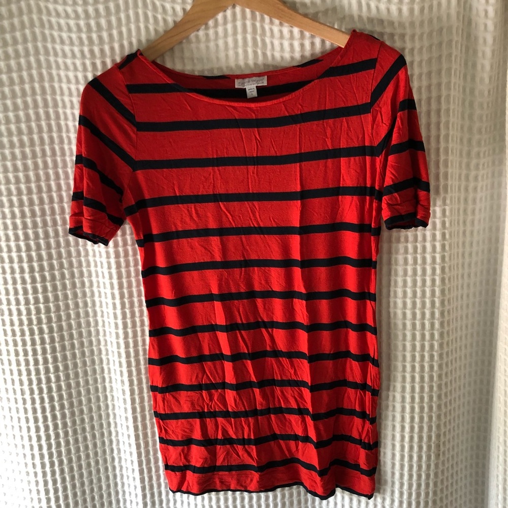 Pea in the Pod red and navy stripe shirt sz Small